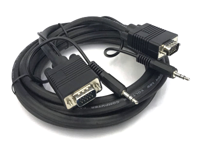 0843 VGA + 3.5mm Stereo M to M Cable with ferrite 3m